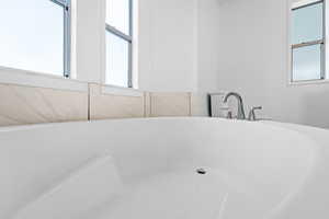 Bathroom view of a freestanding bath