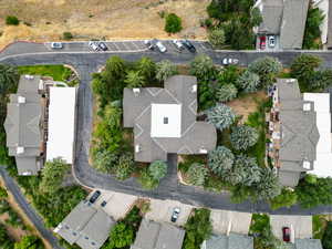 Aerial perspective of suburban area