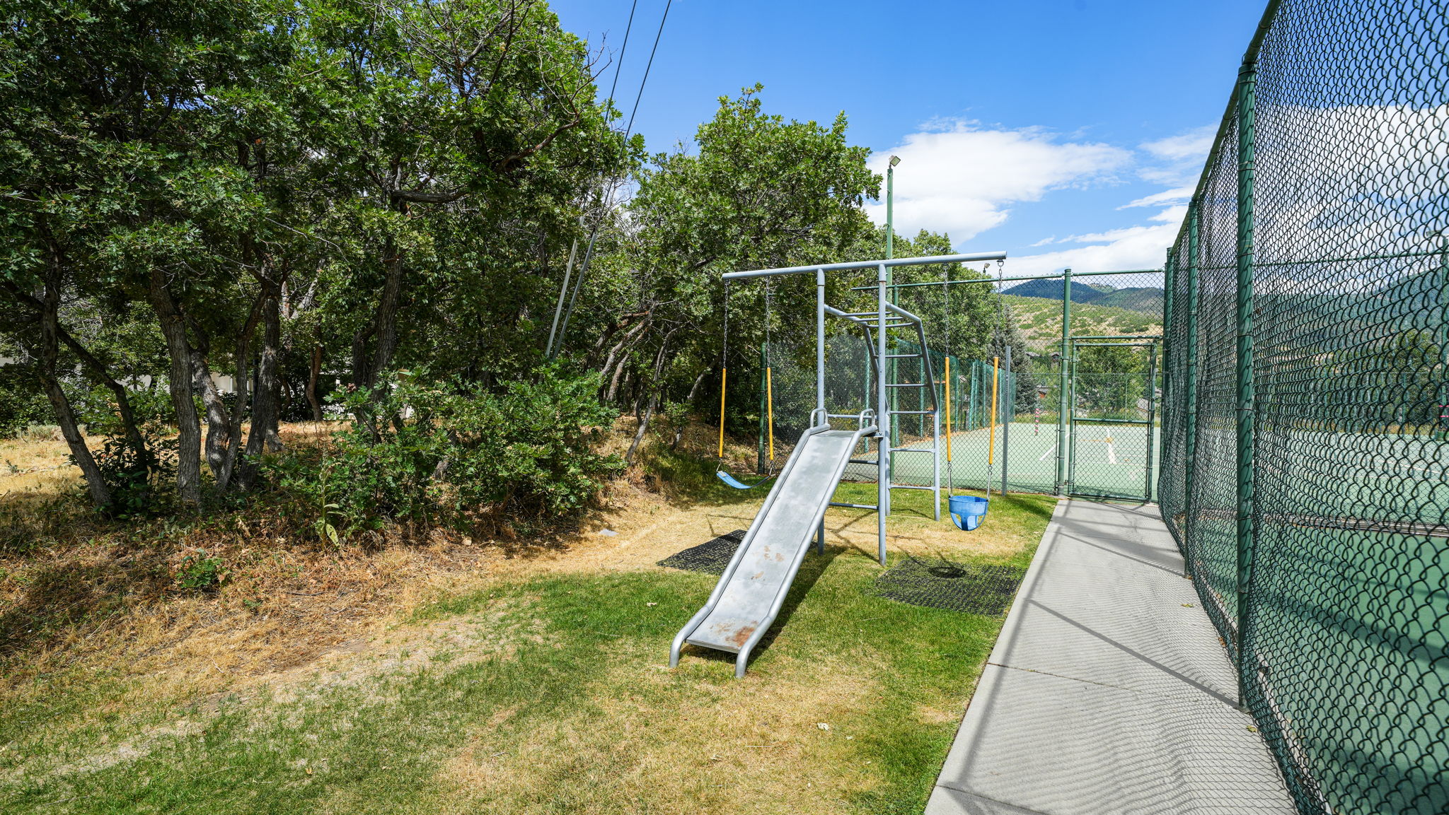 Community play area with a gate