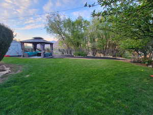 Large green lawn with a defined border