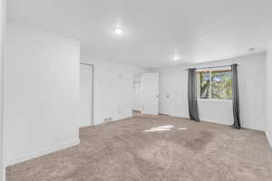 Carpeted empty room with baseboards
