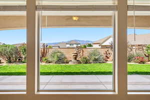 Entryway with a mountain view
