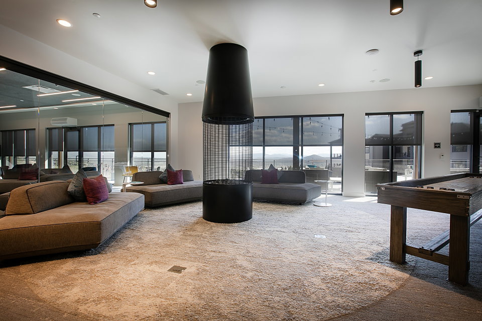 Community lobby featuring recessed lighting