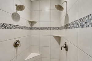 Bathroom view of tiled shower