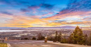 View of mountain background with a large body of water