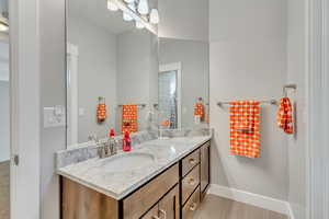 Bathroom with vanity and baseboards