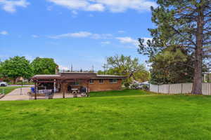 View of quiet outdoor lounging oasis.