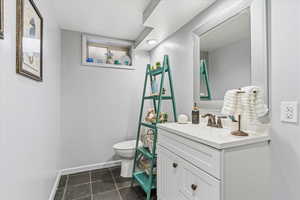 Finished bathroom in basement.