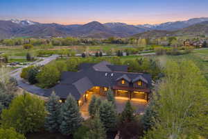 Bird's eye view of a mountain backdrop