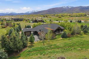 Overview of rural landscape with mountains