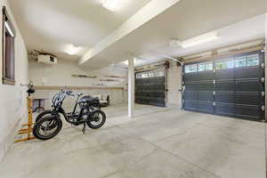 Garage with a heating unit