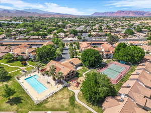 Aerial view of a mountainous background