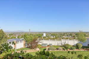 Bird's eye view of a mountainous background