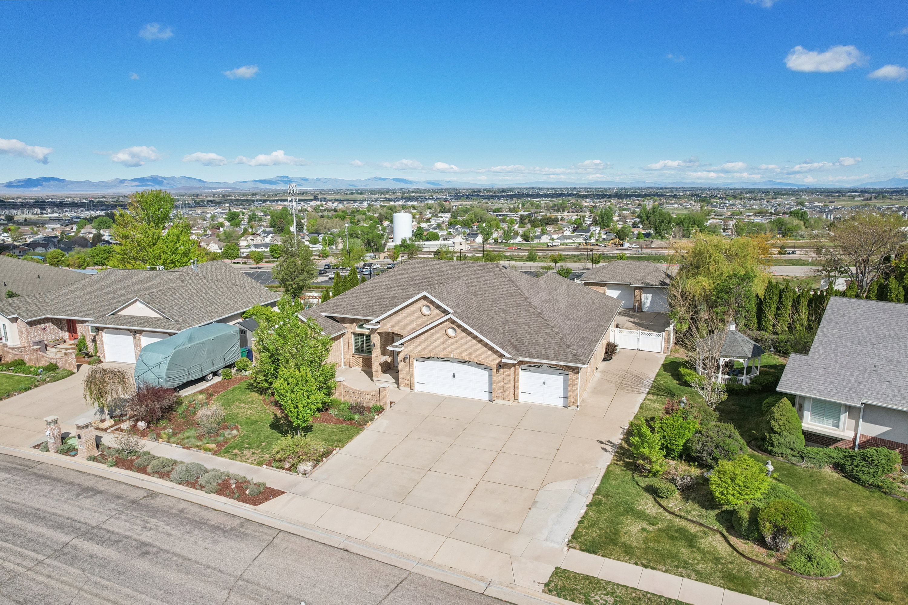 Aerial view of residential area