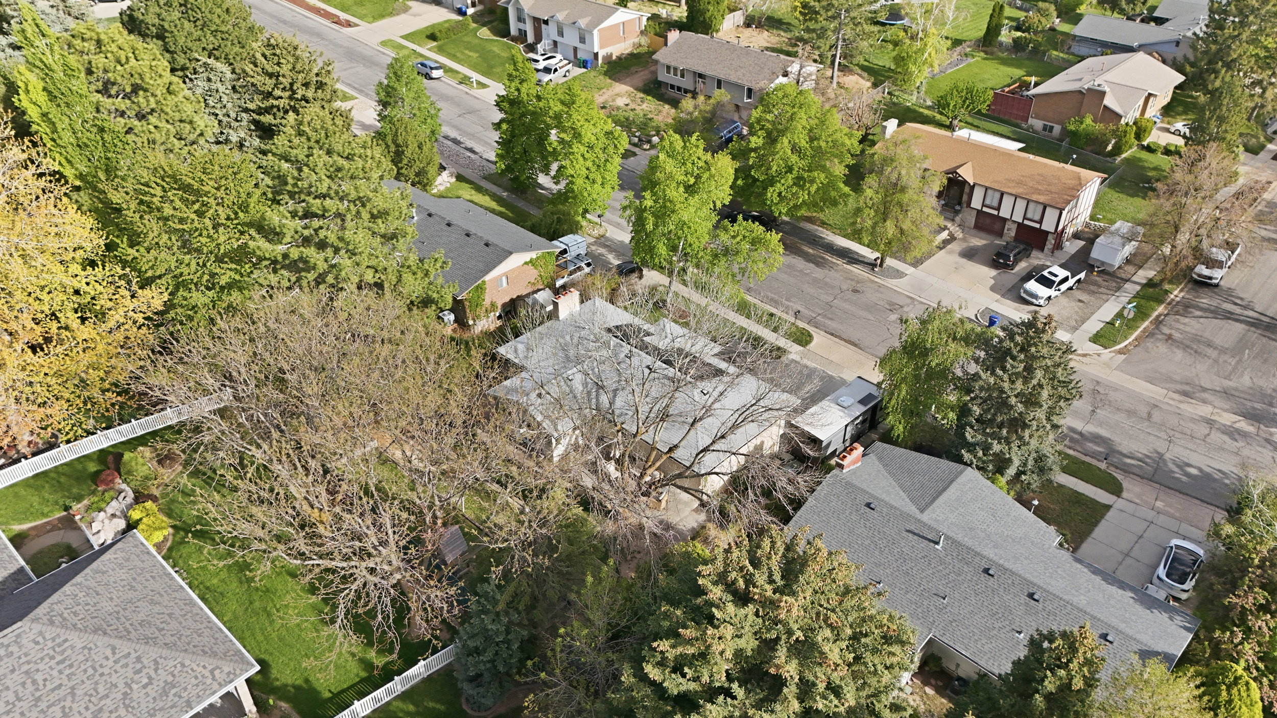 Aerial perspective of suburban area