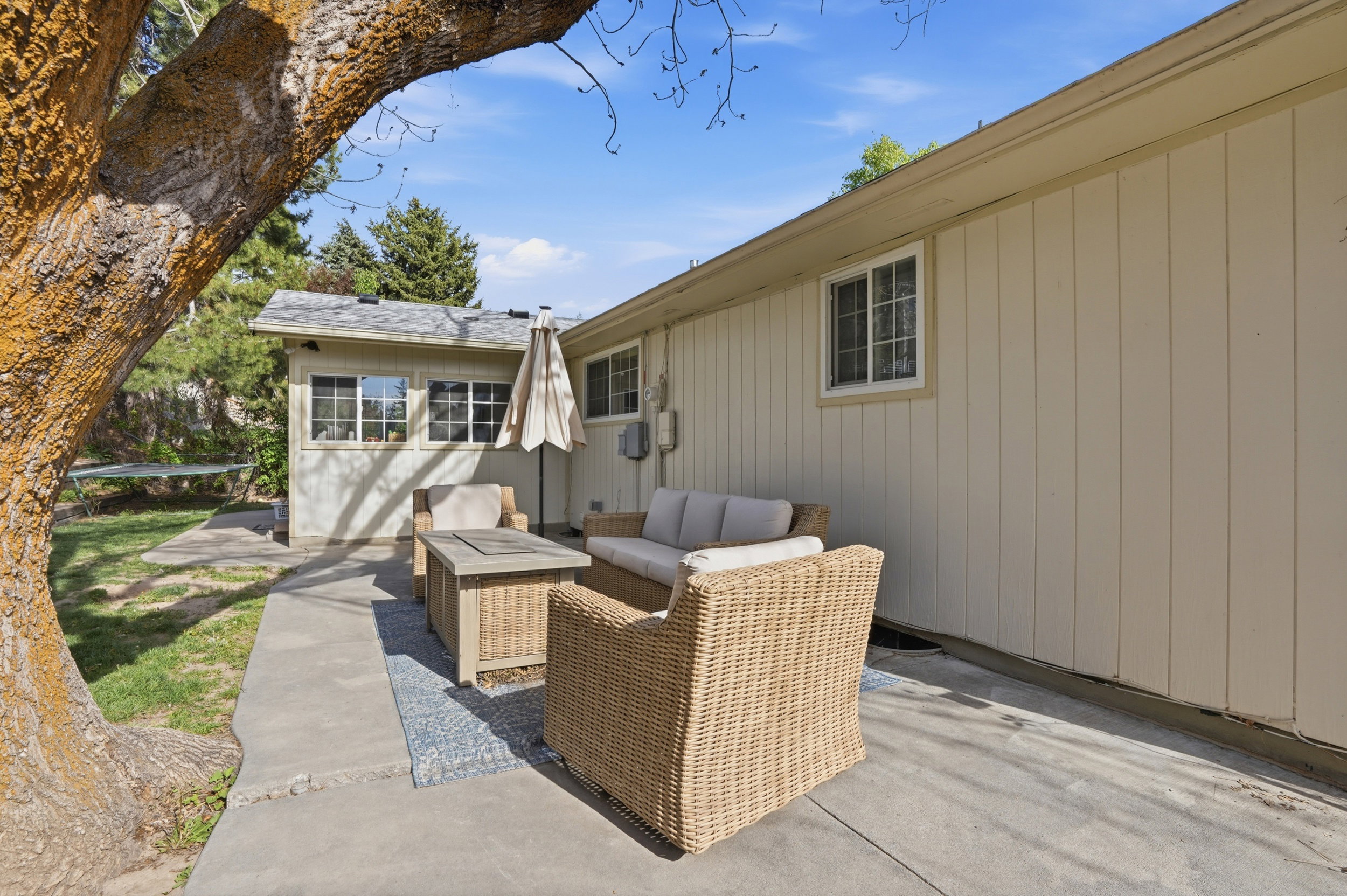 View of patio with outdoor seating