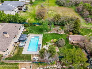 Bird's eye view of a pool area