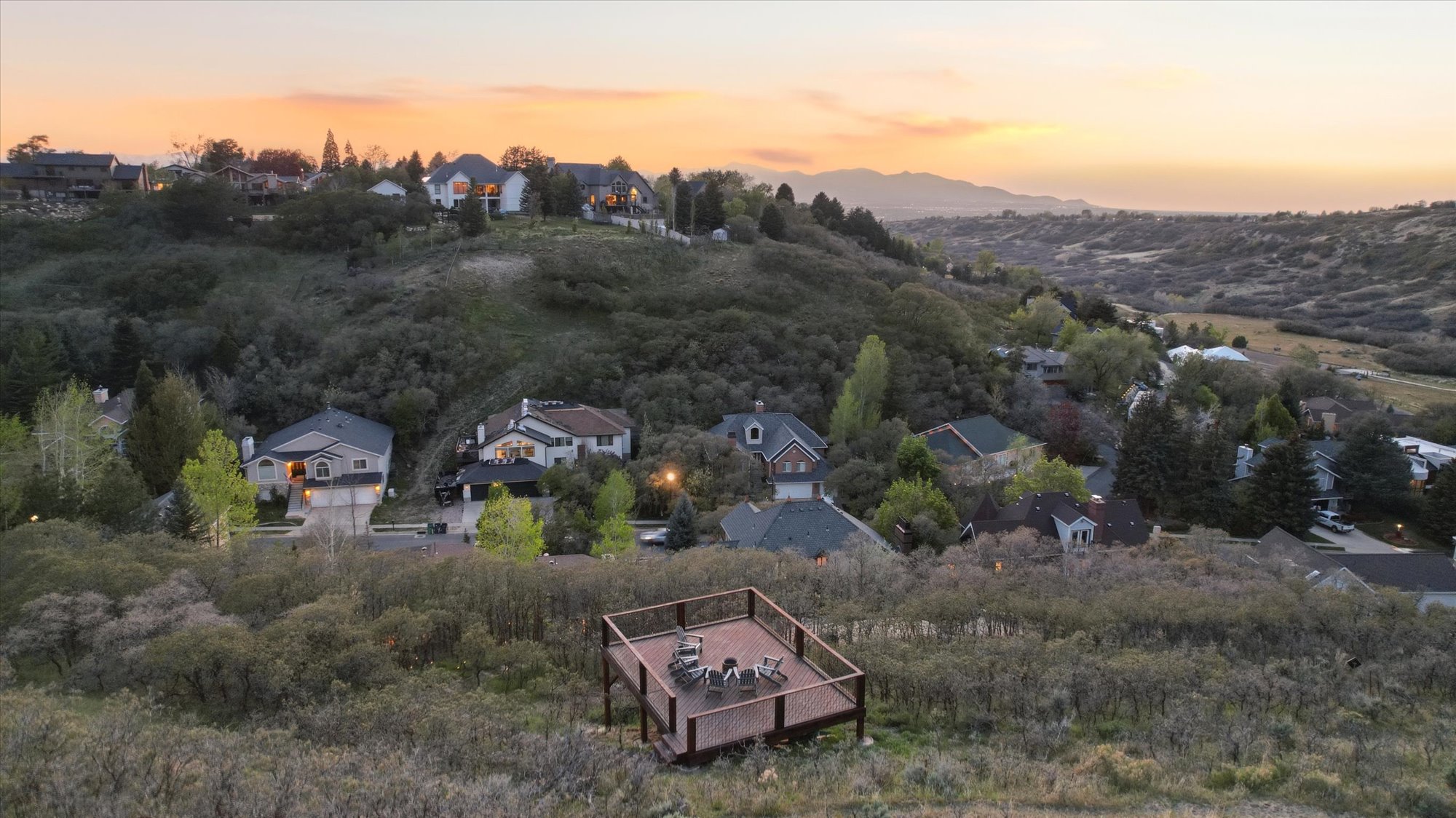 Aerial view of residential area