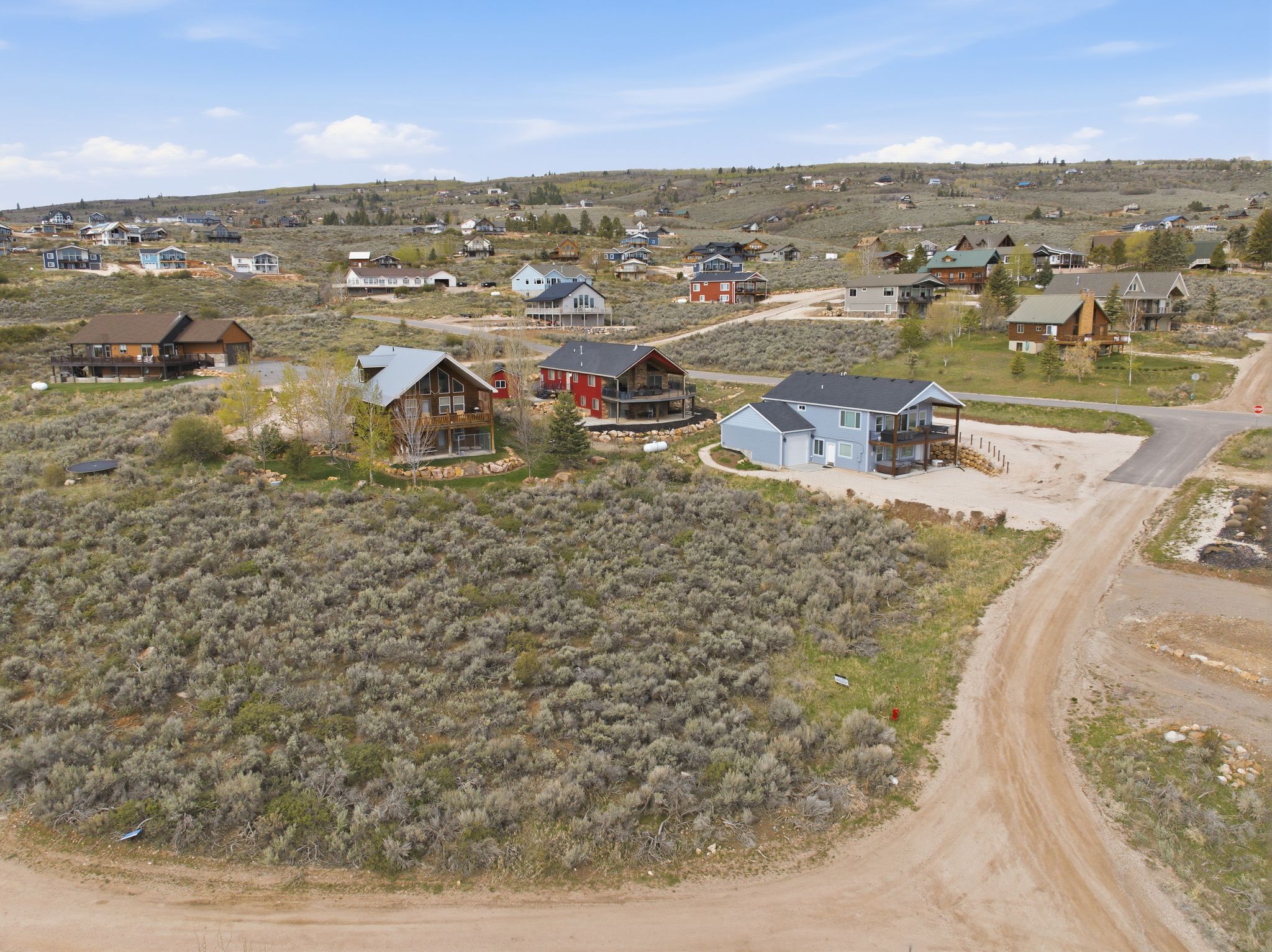Aerial perspective of suburban area