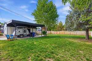 View of fenced backyard