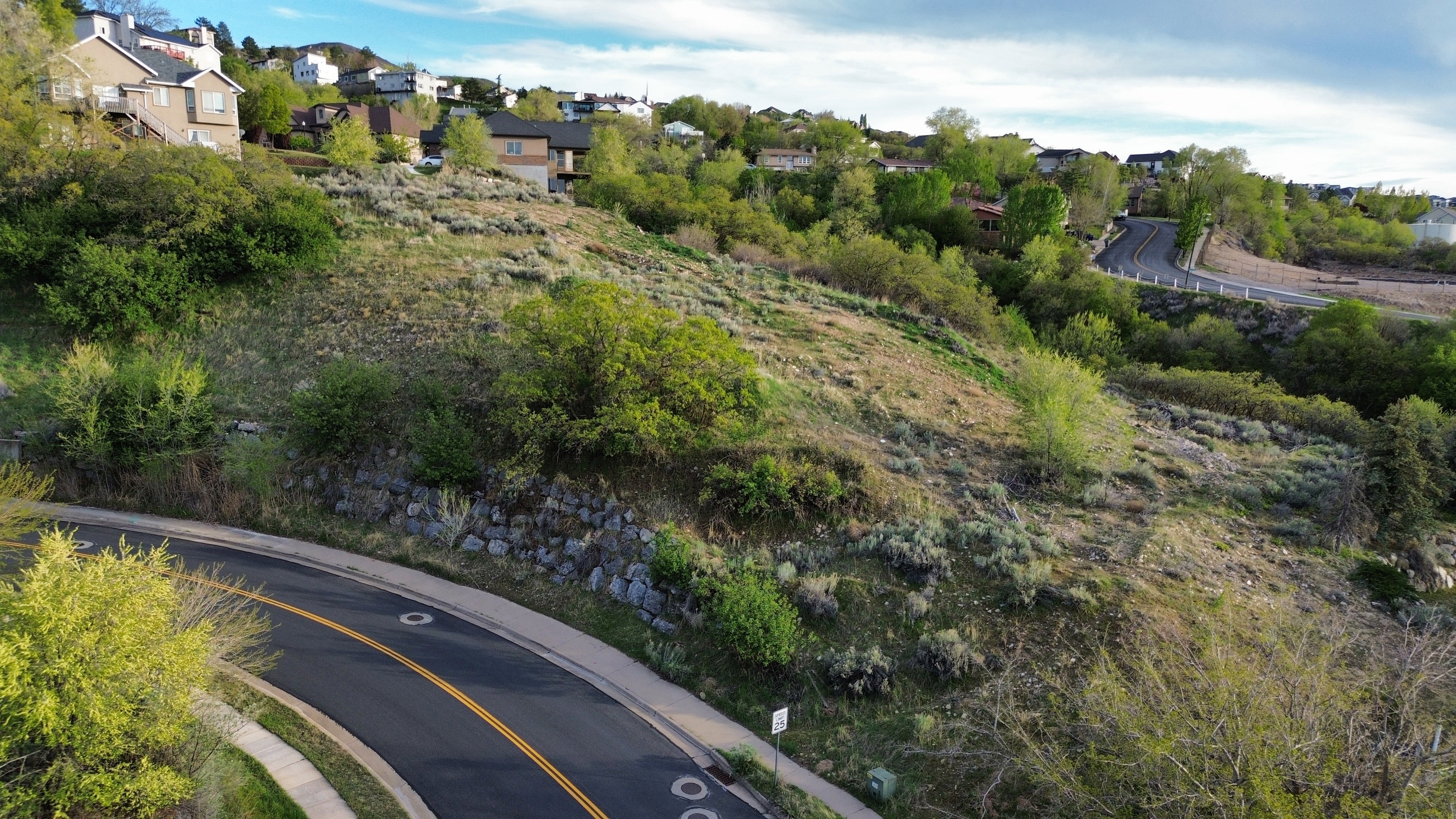 Aerial perspective of suburban area