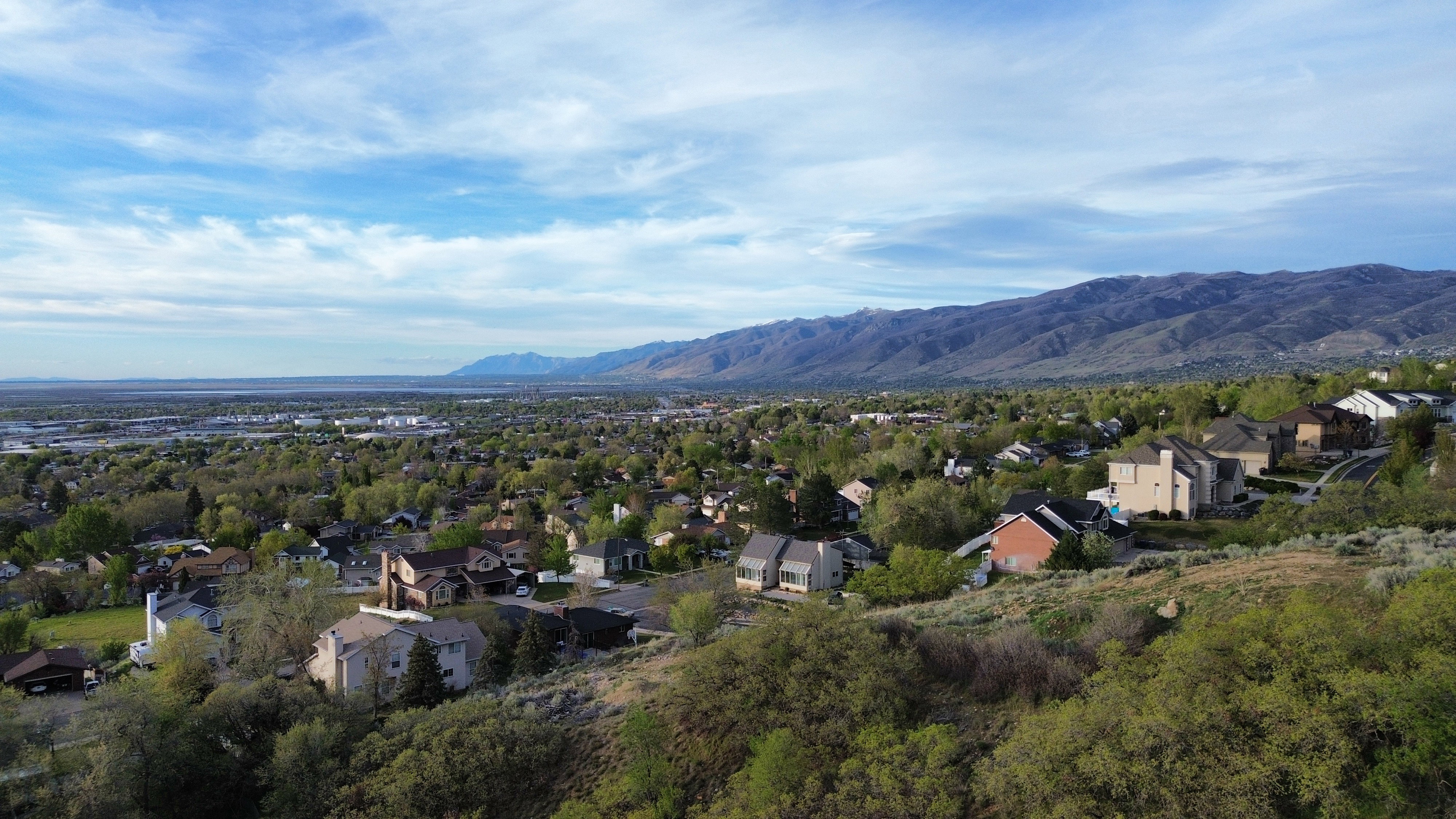 Mountain view with nearby suburban area