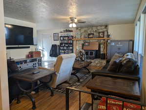 Living area with a wood stove