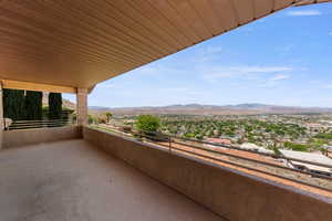 Balcony with a mountain view