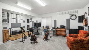 Exercise area with carpet