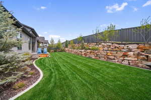 View of fenced backyard