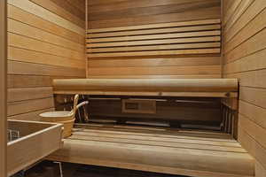 Sauna with wood walls