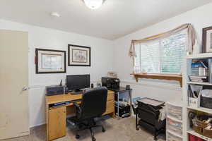 Office area with light carpet