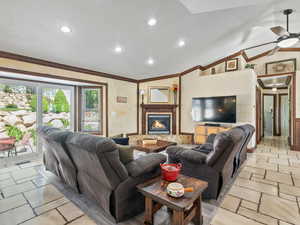 Living area featuring view of backyard