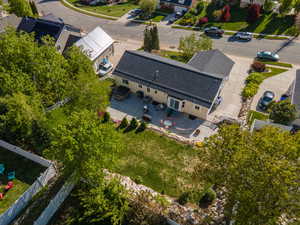 Backyard with patio and flat lawn area
