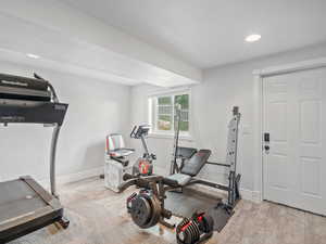Workout room/Bedroom with walkout to side yard
