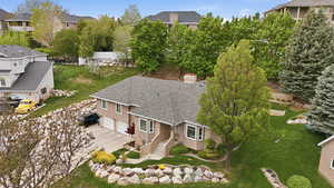 Aerial perspective of suburban area