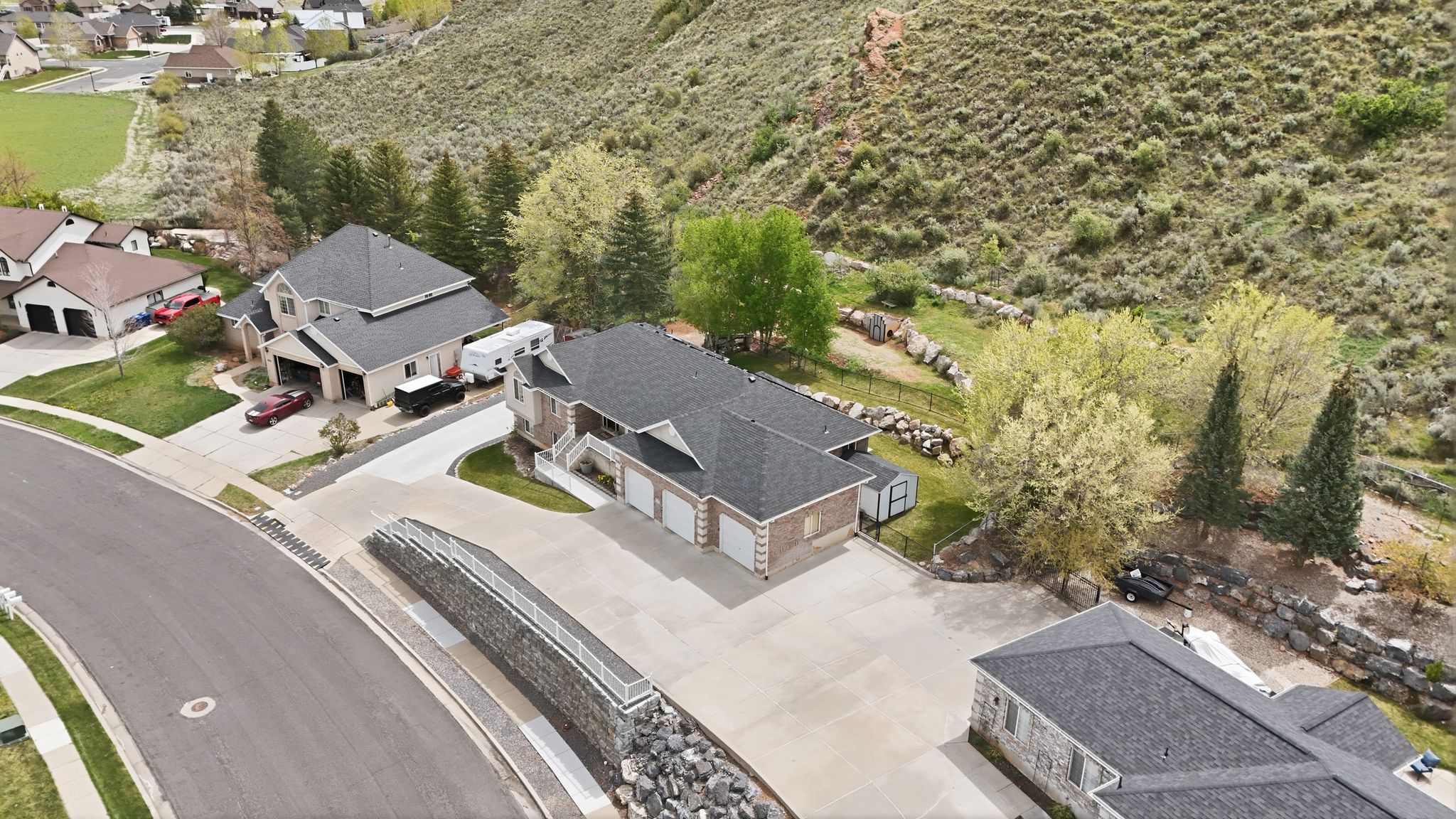 Aerial view of residential area