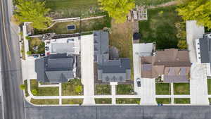 Aerial perspective of suburban area