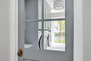 Detailed view of independent washer and dryer