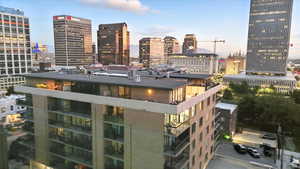 View of roof top deck with skyline view