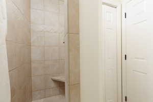 Bathroom view of a shower stall