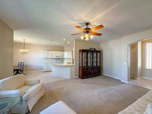 Living room, kitchen, dining