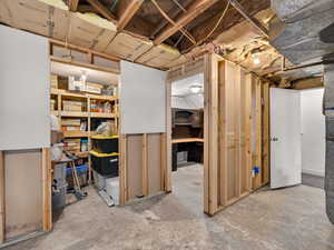 View of unfinished basement