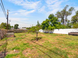 View of fenced backyard
