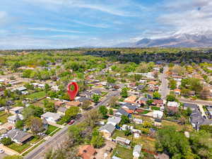 Aerial perspective of suburban area