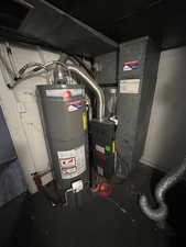 Utilities featuring heating unit and water heater