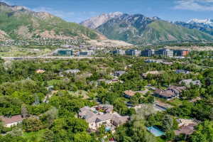 Aerial view of a mountainous background