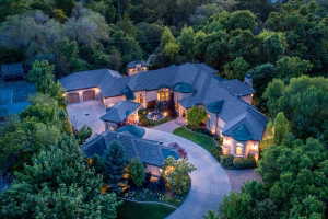 Aerial view at dusk