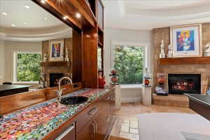 Game lounge with custom wet bar