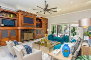 Spacious great room with custom built-ins